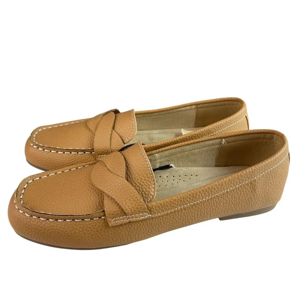 St. John’s Bay Women's Comox Loafers 8M Tan Slip‑On Comfort‎ Memory Foam Casual